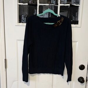 Polo Ralph Lauren Navy Sweater with Buckle Detail